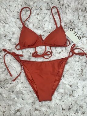 Wilo The Label Rust Tie String Bikini Set Size L NWT